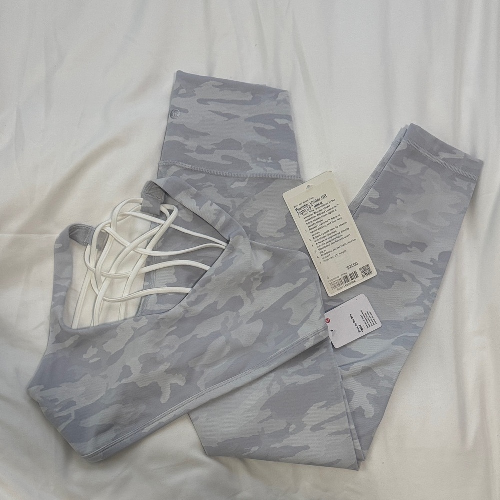 lululemon white camo jacquard set